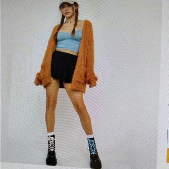 NWOT Free People Slouchy Oversized XS Button CiderBurntOrange Fuzzy Cardigan - Picture 2 of 11